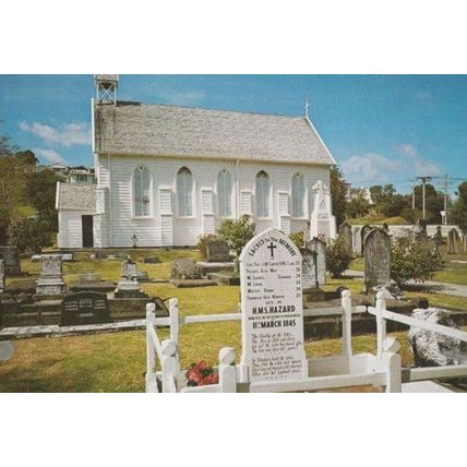 Anglican Church Russell Bay Islands HMS Hazard Ship Grave New Zealand Postcard