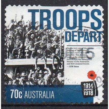 Australia 2014 Centenary of WWI - Troops Depart 70c s/a Used