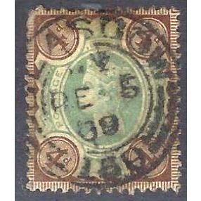 GB 1887 QV 4d green and brownish purple Jubilee SG205