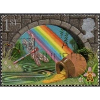 1991 Greetings Booklet Stamps, "Good Luck" 1st Value. Rainbow & Gold Crock F/Use