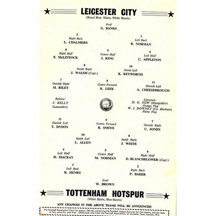 LEICESTER CITY v TOTTENHAM HOTSPUR FA CUP FINAL 1960/61