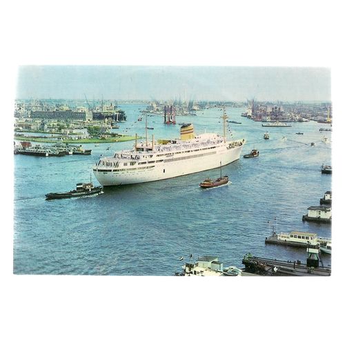 AMSTERDAM HARBOUR, CRUISE BOAT, HOLLAND .unused vintage postcard boat =