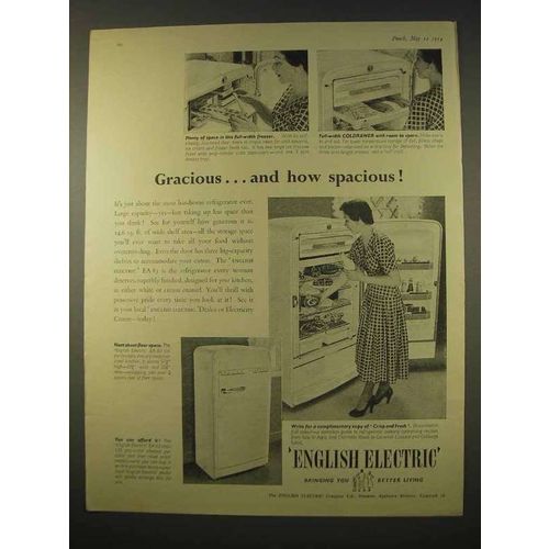 1954 English Electric EA 83 Refrigerator Ad - Gracious