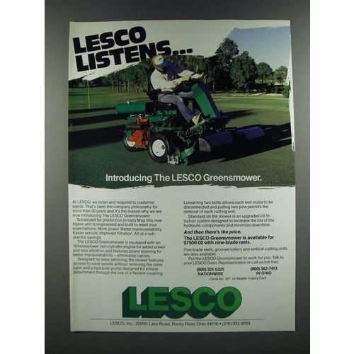 1986 Lesco Greensmower Ad - Lesco Listens