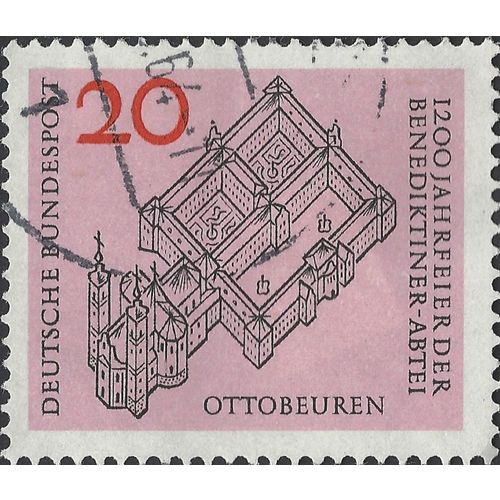 GERMANY, Ottobeuren Benedictine Abbey 1200 years, lilac 1964, 20pf