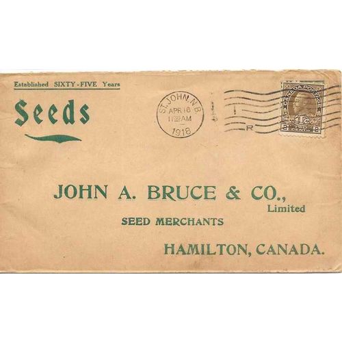 Canada Admiral War Tax #MR4 1918 Illustrated St. John NB to Hamilton ONT