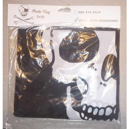 DISNEY PIRATE SKULL W/ CROSSBONES FLAG~NEW~3' X 5' ROOM GARAGE DECOR. HALLOWEEN