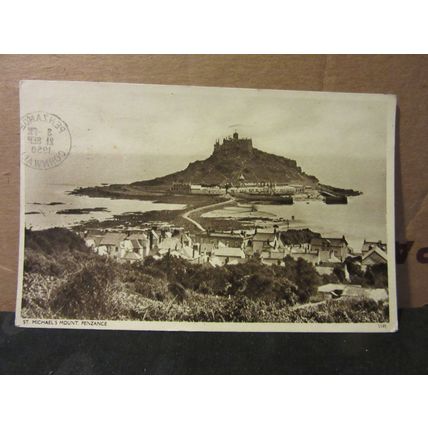 ST. MICHAEL'S MOUNT, CORNWALL used vintage postcard 1950 pm =