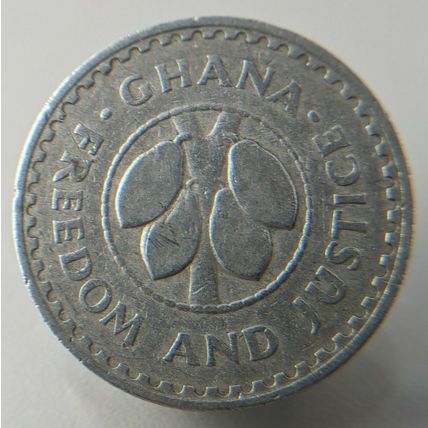 Ghana 20 Pesewas 1967 Copper-nickel Coin - Cacao Pods - freedom and Justice
