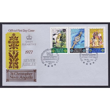 ST CHRISTOPHER NEVIS ANGUILLA 1977 SILVER JUBILEE UNADDRESSED FIRST DAY COVER