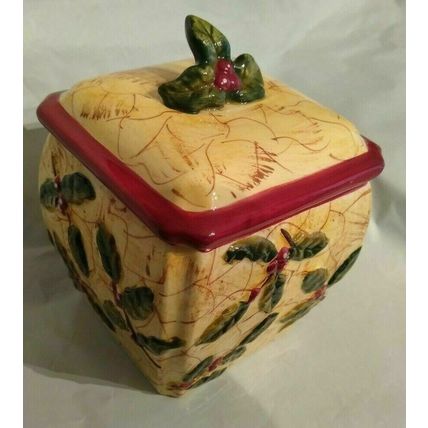 "Make The Season Bright" Ceramic Christmas Covered Candy Dish - NIB! Fast Ship!