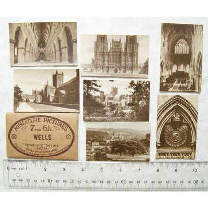 Vintage: 7 miniature pictures Tunbridge Wells, Sunshine Series Sepia Real Photos