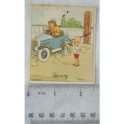 1935 Kensitas card Henry by Carl Anderson - car tied to post