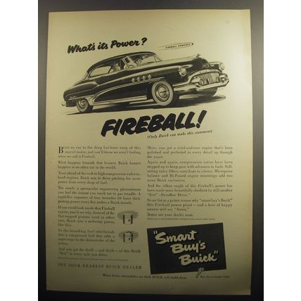 1951 Buick Cars Ad - What's its power? Fireball!