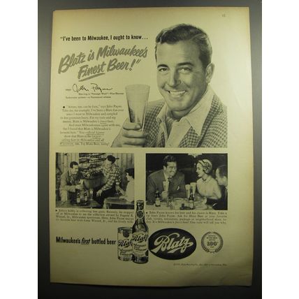 1951 Blatz Beer Ad - John Payne - I've been to Milwaukee, I ought to know