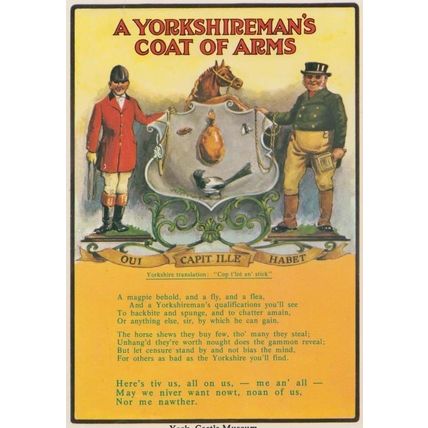 A Yorkshire York Yorkshiremans Shield Coat Of Arms Antique Christmas Postcard