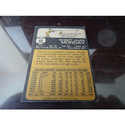 1973 Topps Card # 044 Rick Monday Very Good-Excellent (4) Chicago Cubs