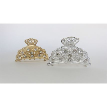 Gold or silver clear or AB crystal heart metal hair claw clip jaw clip
