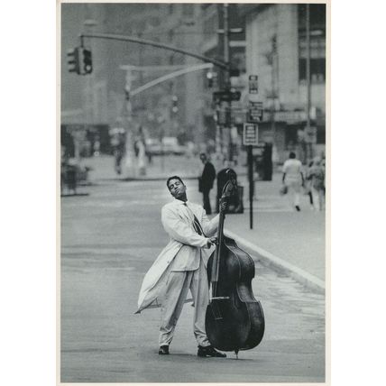 New York Jazz Music Bass Cello In Middle Of Street USA Postcard