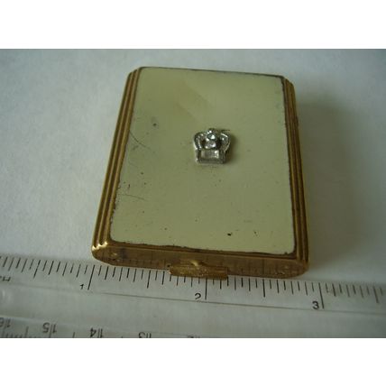 Vintage Zell 5th Avenue Art Deco Dovell Rouge & Powder Compact Duo Steel Mirror