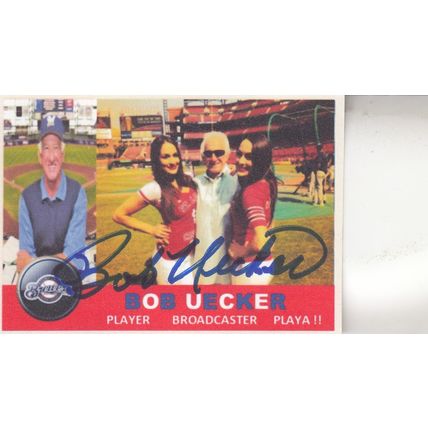 BOB UECKER AUTOGRAPHED MILWAUKEE BREWERS AND SPORTS ANNOUNCER BRAVES & CARDINALS