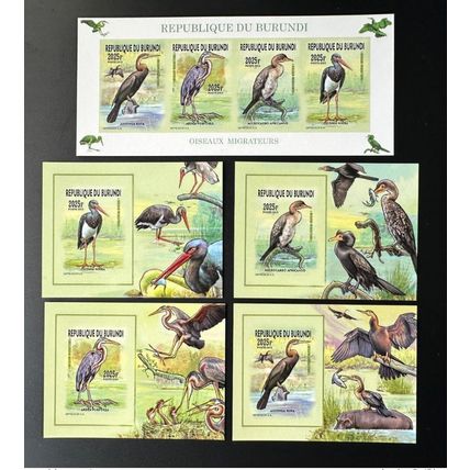 Burundi 2015 / 2016 Mi. I-L 3577 + Bl. ND Oiseaux migrateurs Birds Vogel