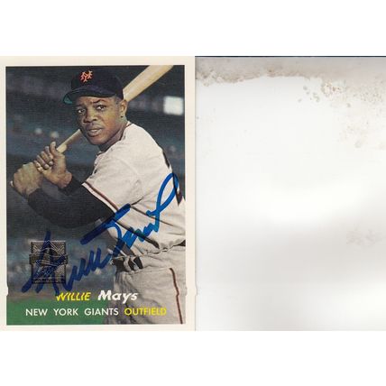 WILLIE MAYS 1957 AUTOGRAPHED 1996 SAN FRANCISCO GIANTS HOF WORLD CHAMPION OF