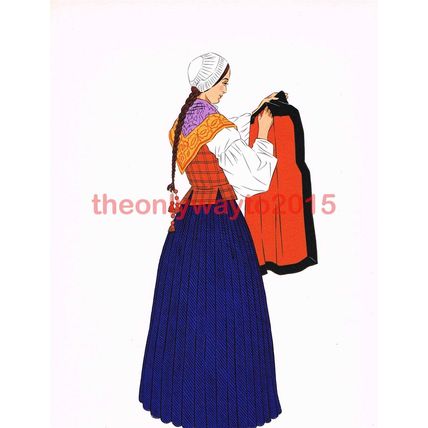 Eaux-Bonnes, Pyrenees, Costume of Married Woman, Book Illustration, c1939