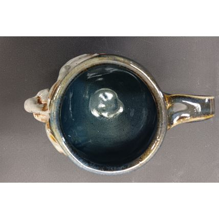 Rare Vintage Unique Signed & Hand Crafted Stoneware Pottery Face Mug Cup Coffee