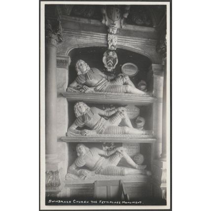 Fettiplace Monument, Swinbrook Church, Oxfordshire, c.1930s - Frank Packer RPPC