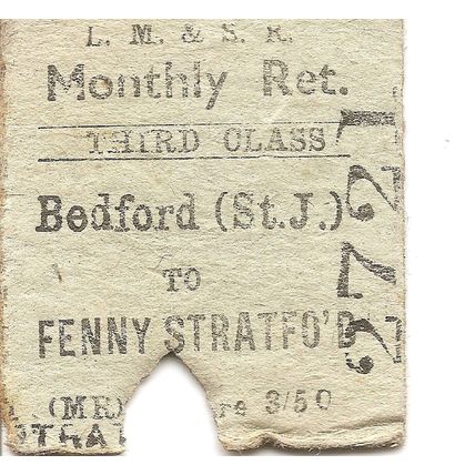 L.M.S.R. Edmondson Ticket - Bedford St. Johns to Fenny Stratford