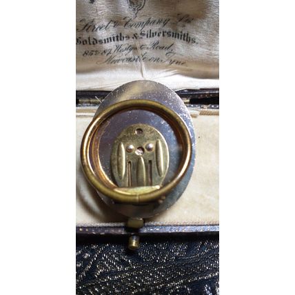 VINTAGE Oval Gold Western Germany Faux Mother of Pearl Raised Floral SCARF CLIP