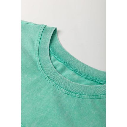 Mint Green Mineral Wash Flower Patchwork Mini T Shirt Dress