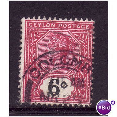 CEYLON 1899 SG259 6c ROSE AND BLACK FINE USED