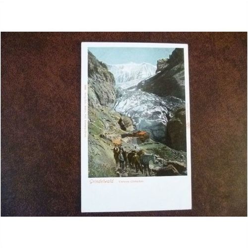 Switzerland Grindelwald Glacier vintage colour UPU postcard horses history