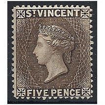 St Vincent 1897 SG62 5d Sepia Mounted Mint . ..