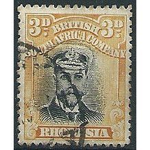Rhodesia 1913 SG222 3d Black & Yellow Fine Used .. ..