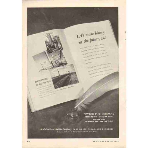 naylor pipe company 1951 mid-continent supply pipeline vintage ad