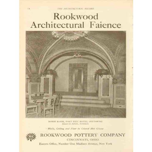 rookwood pottery company 1911 fort pitt hotel pittsburgh pa vintage ad