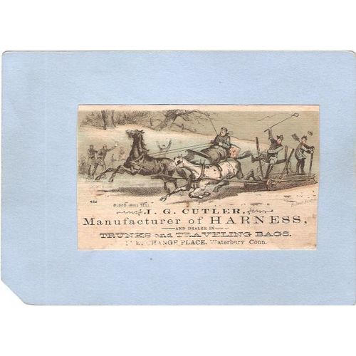CT Waterbury Victorian Trade Card J. G. Cutler, 14 Exchange Place~136