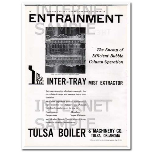 TULSA BOILER MACHINERY COMPANY 1934 entrainment gasoline vintage ad