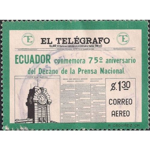 ECUADOR, 75 years of El Telegrafo, green 1959, $1.30