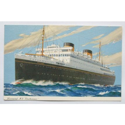 vintage postcard M.V. Britannic, Cunard