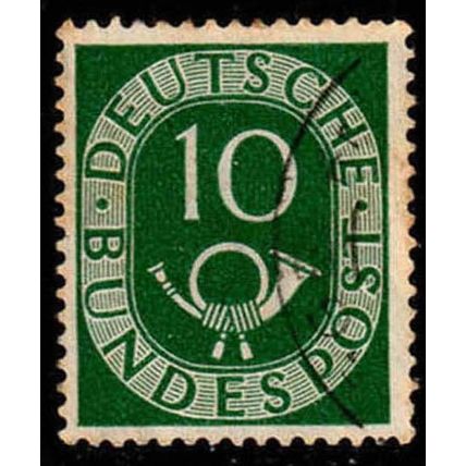 Germany 1951 Bundespost Coach Horn 10Pfg Used Stamp.