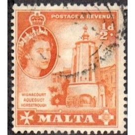 Malta 1956. Pre-Decimal 1/2d Value. Wignacourt Aqueduct Horse Trough. Fine Used