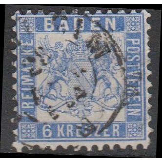 Mi: 19 used 1862 Baden Cat € 30.00