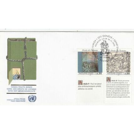 United Nations 1990 Human Rights FDC Geneva Cancel Unaddressed VGC