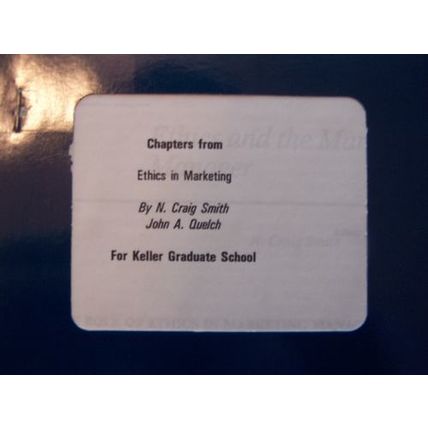 Marketing Management - Chapters from Ethics in Marketing Booklet