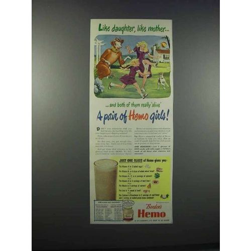 1946 Borden's Hemo Ad - Like Daughter, Like Mother