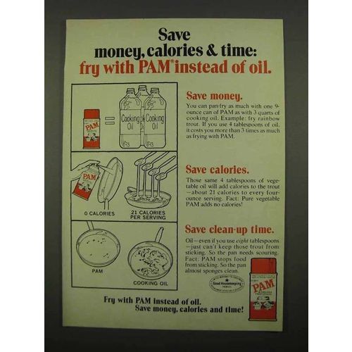 1975 Pam Spray Ad - Save Money, Calories & Time